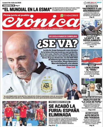 Las portadas de la prensa tras la eliminación de España