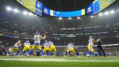 Nov 7, 2021; Inglewood, California, USA; A general overall view as Los Angeles Rams quarterback Matthew Stafford (9) throws the ball against the Tennessee Titans at SoFi Stadium. Mandatory Credit: Kirby Lee-USA TODAY Sports