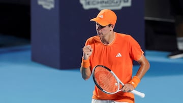 Tennis - Mexican Open - Arena GNP Seguros, Acapulco, Mexico - February 23, 2026 Spain's Rafael Jodar reacts during a match against Britain's Cameron Norrie REUTERS/Henry Romero