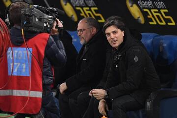 Vincenzo Montella antes de iniciar el encuentro ante la Lazio.