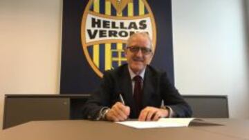 Luigi Delneri firma su nuevo contrato como entrenador del Hellas Verona