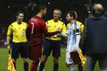 Cristiano Ronaldo y Lionel Messi se vieron las caras en el amistoso de Portugal y Argentina.