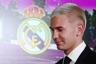 Franco Mastantuono durante la rueda de prensa. 