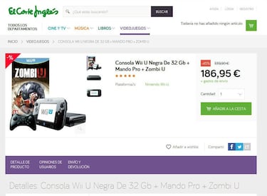 El Corte Inglés baja el precio de Wii U por debajo de los 200€