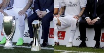 Desaparecen las copas (Supercopa de Europa y Mundialito) que ganó Ancelotti en su última temporada y que acompañaron a Florentino en la foto oficial con Benítez.