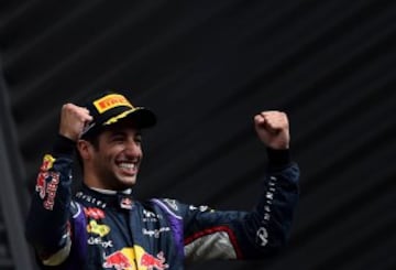 Daniel Ricciardo celebrando su victoria en el GP de Bélgica 