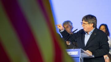 El expresidente de la Generalitat de Catalunya y candidato de Junts a las elecciones catalanas, Carles Puigdemont, interviene durante un mitin de campa?a de Junts, en Jean Carr¨¨re Space, a 4 de mayo de 2024, en Argel¨¨s (Francia). Este es uno de los actos centrales para las elecciones auton¨®micas catalanas del pr¨®ximo 12 de mayo de la candidatura de Junts+ encabezada por Puigdemont.
04 MAYO 2024;JUNTS;JUNTS+;MITIN;CAMPA?A;ELECCIONES;AUTON?MICAS;12M;12 DE MAYO
Gl¨°ria S¨¢nchez / Europa Press
04/05/2024