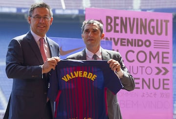 Ernesto Valverde during his official FC Barcelona presentation this morning.