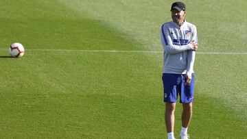 Simeone en el entrenamiento del Atlético.