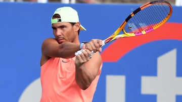 El tenista espa&ntilde;ol Rafa Nadal, durante un entrenamiento en el Citi Open en el Rock Creek Tennis Center de Washington, DC. 