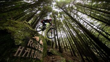 Laurie Greenland riding the Red Bull Hardline in Wales on July 25, 2021. // SI202107250208 // Usage for editorial use only //