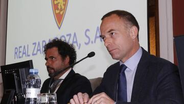El presidente Christian Lapetra, durante la última Junta General de Accionistas del Real Zaragoza.