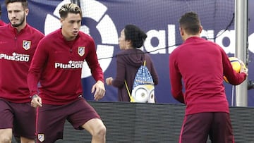 Giménez, en un entrenamiento del Atlético.