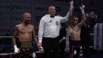 Aritz Pardal y Mauro Forte, en la decisión oficial tras su combate.