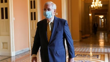 Senate Majority Leader Mitch McConnell walks from his office to the Senate Chamber of the U.S. Capitol in Washington U.S., September 9, 2020.   REUTERS/Kevin Lamarque