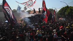 Los aficionados del Flamengo ¡®toman¡¯ el autob¨²s