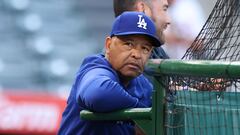 ANAHEIM, CALIFORNIA - MARCH 26: Manager Dave Roberts of the Los Angeles Dodgers looks on ahead of a game against the Los Angeles Angels at Angel Stadium of Anaheim on March 26, 2024 in Anaheim, California.   Katharine Lotze/Getty Images/AFP (Photo by Katharine Lotze / GETTY IMAGES NORTH AMERICA / Getty Images via AFP)