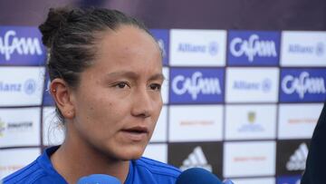 Angie Castañeda en la previa del partido contra Equidad