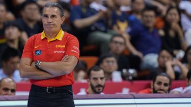 Sergio Scariolo, en el banquillo de España.