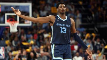 Memphis Grizzlies forward Jaren Jackson Jr. (13) reacts after a three point basket during the second half during game one of the 2023 NBA playoffs against the Los Angeles Lakers at FedExForum.