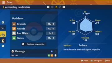 pokemon escarlata purpura teraincursion chesnaught teratipo roca 7 estrellas