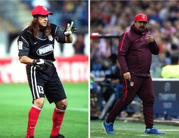 Durante su época como jugador, el "Mono" Burgos tenía un aspecto desgarbado con alma de rockero muy distinto al que luce hoy en día como ayudante de Simeone en el Atlético de Madrid.