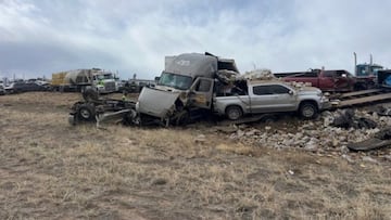 The Colorado State Patrol said that dust stirred up by strong wind gusts reduced drivers’ visibility to nearly zero.