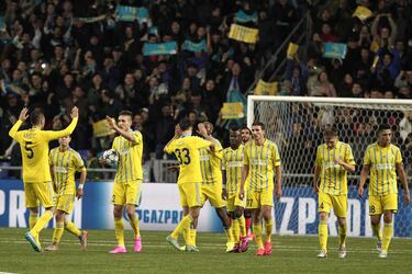 El Astana fue el primer equipo kazajo en participar en la fase final de la Champions League tras eliminar al Apoel en los play-offs. Estuvieron presentes en el sorteo, el cual les juntó con Atlético de Madrid, Benfica y Galatasaray. Ocurrió lo esperado, el club de Kazajistán quedó último, pero consiguió cuatro empates, uno de ellos contra los colchoneros, los finalistas de la edición.