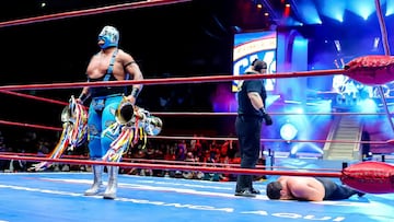 Momento en que Stuka Jr. le quit&oacute; la m&aacute;scara a Atlantis Jr