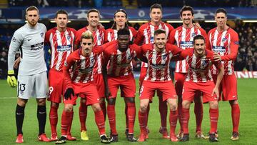 El once del Atlético para medirse en Stamford Bridge al Chelsea.