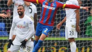 Joel Ward celebra el tanto del Crystal Palace