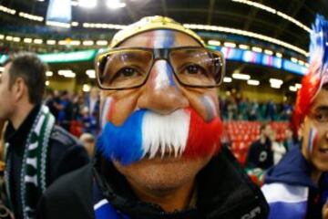 Un aficionado de Francia en el partido ante Irlanda del Mundial de rugby. 