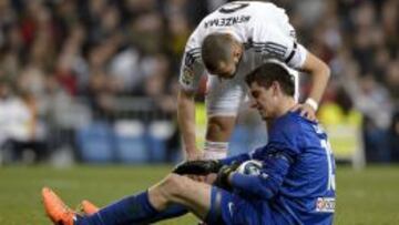 Courtois y Benzema, en la ida de las semifinales de Copa.