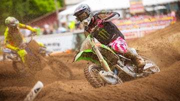 Jorge Prado, con la Kawasaki en el Pro Motocross de Massachusetts.