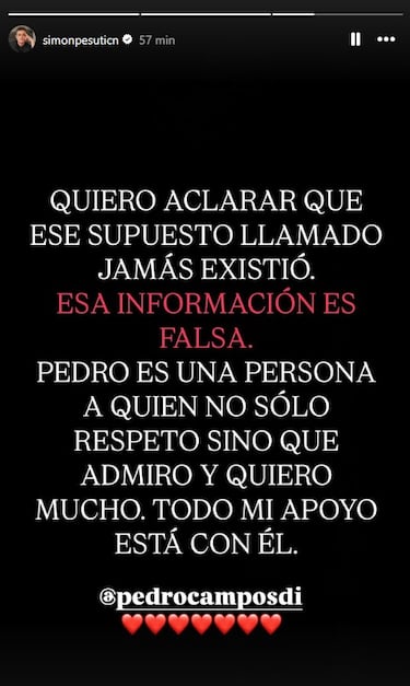 “Esa información es falsa, Pedro es una persona a quien no solo respeto, sino que admiro y quiero mucho”