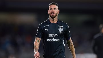 Sergio Ramos of Monterrey receives red card during the 12th round match between Pumas UNAM and Monterrey as part of the Liga BBVA MX, Torneo Clausura 2025 at Olimpico Universitario Stadium, on March 16, 2025 in Mexico City, Mexico.