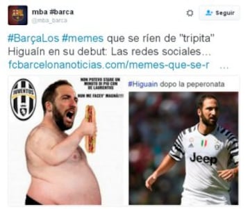 Las redes no perdonan el sobrepeso de Higuaín