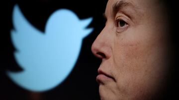 FILE PHOTO: Twitter logo and a photo of Elon Musk are displayed through magnifier in this illustration taken October 27, 2022. REUTERS/Dado Ruvic/Illustration/File Photo