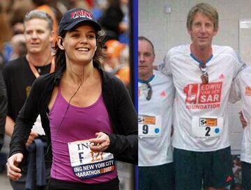 Katie Holmes y Edwin van der Sar.