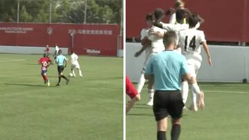 El golazo que marcó este niño de 13 años del Madrid para que sus compañeros reaccionaran así