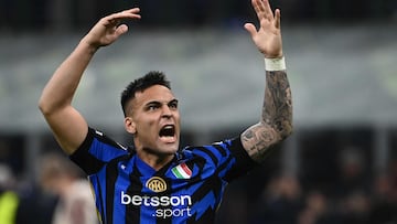 Lautaro durante un partido de Champions contra el Bayern.