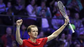 Daniil Medvedev celebra su victoria en San Petersburgo.