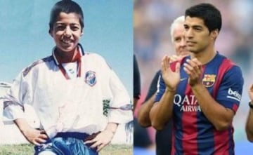 Luis Suárez está igual del joven que brillaba en la infancia con la camiseta de Nacional de Montevideo.