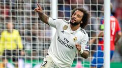 Marcelo celebra un gol con un partido con el Madrid.
