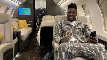 Onana, en su vuelo privado hasta Costa de Marfil.