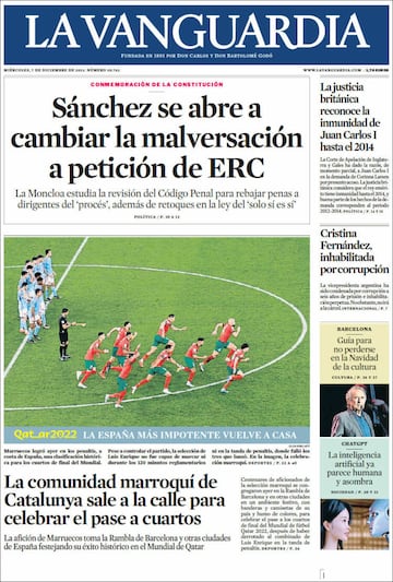 La eliminación de España protagonista en las portadas