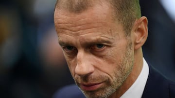 FILE PHOTO: Soccer Football - UEFA Nations League - Semi Final - Italy v Spain - San Siro, Milan, Italy - October 6, 2021 UEFA president Aleksander Ceferin Pool via REUTERS/Marco Bertorello/File Photo