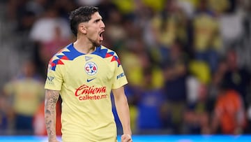 Diego Valdés festeja un gol con el América en la Leagues Cup.