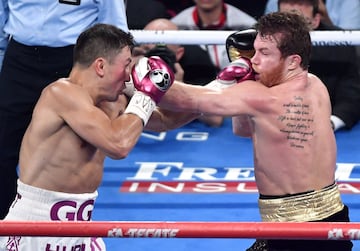 El rostro de Gennady Golovkin mostró las huellas de la batalla.