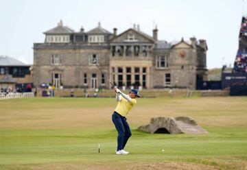 Spain's Sergio Garcia tees off the 18th during day four of The Open